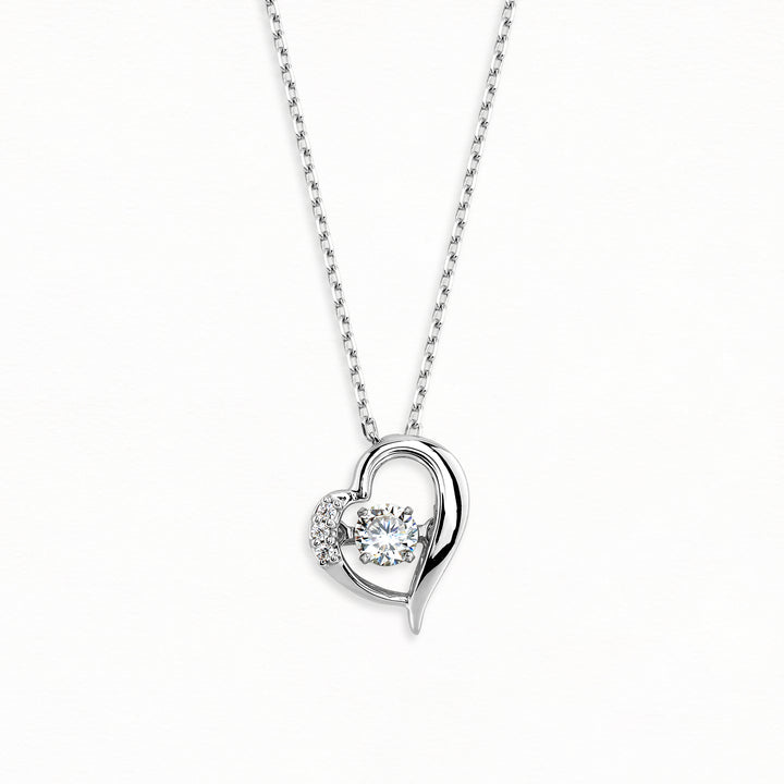 シルバー キュービックジルコニア ハート ダンシングストーン