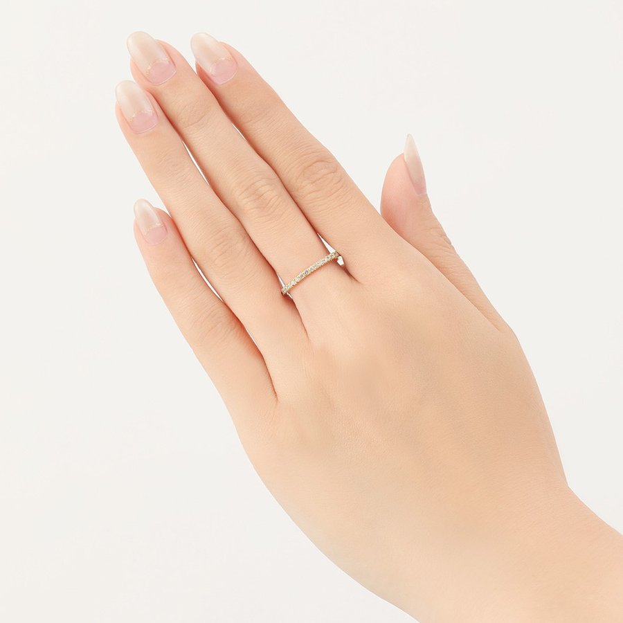 エステール　k18 ダイヤモンド ハーフエタニティ リング 指輪