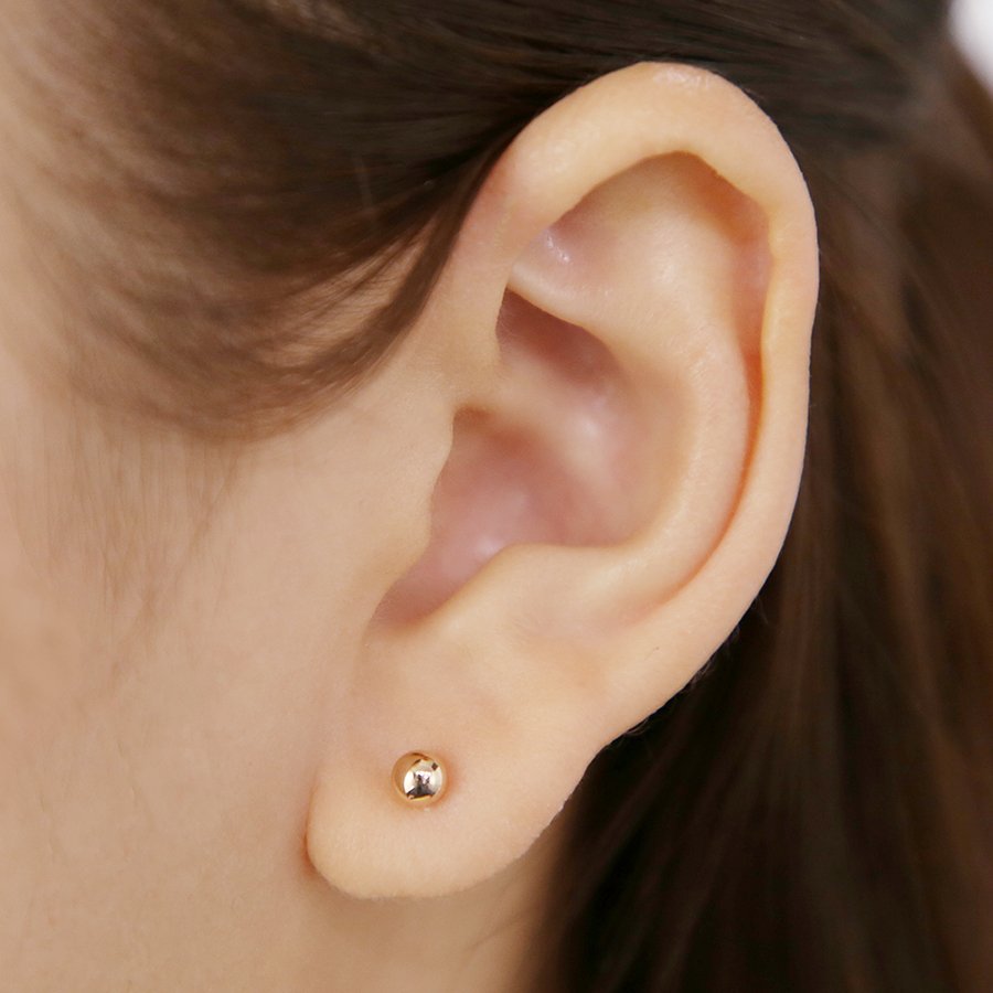 K18 ピンクゴールド 丸玉 ピアス（4mm） （7277729775773