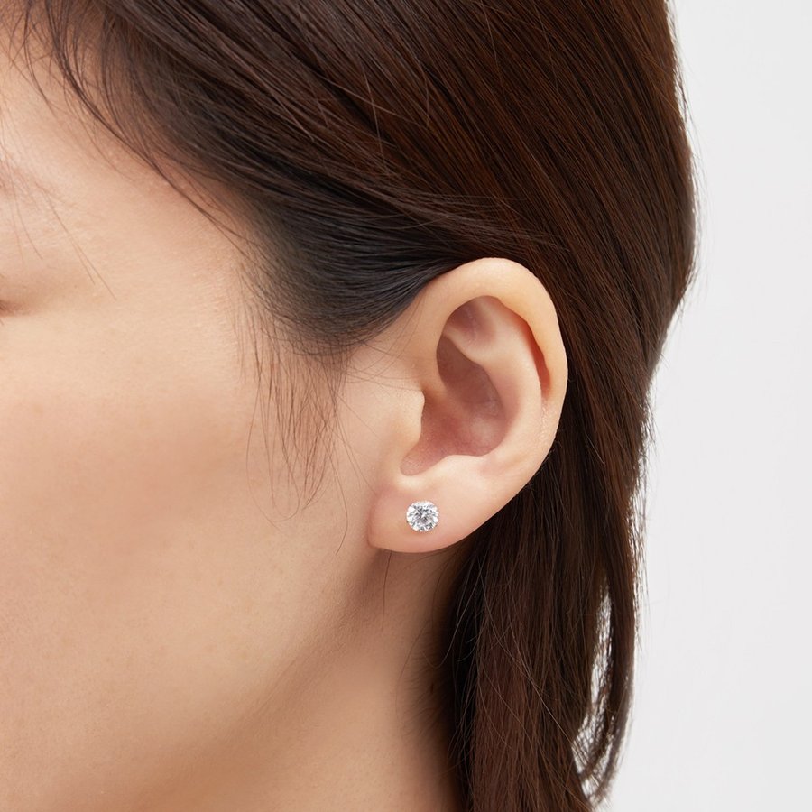 ドラマ着用】プラチナ キュービックジルコニア ピアス（L